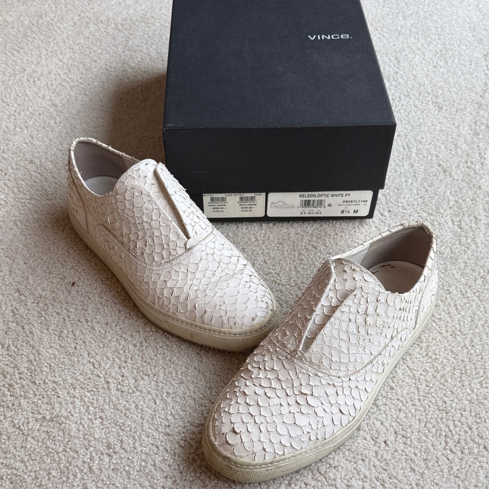 Vince Nelson White Python Sneakers - image 1